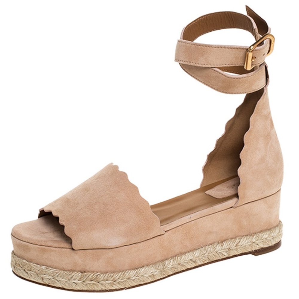 Chloe Lauren Suede Platform Sandal sz 37 EUC ret $695
